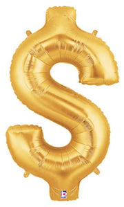 34" Gold Money Symbol $ Helium Foil Balloon 1ct #00894