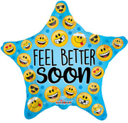 18" Feel Better Soon Happy Faces Helium Foil Balloon (5 pack) #15860