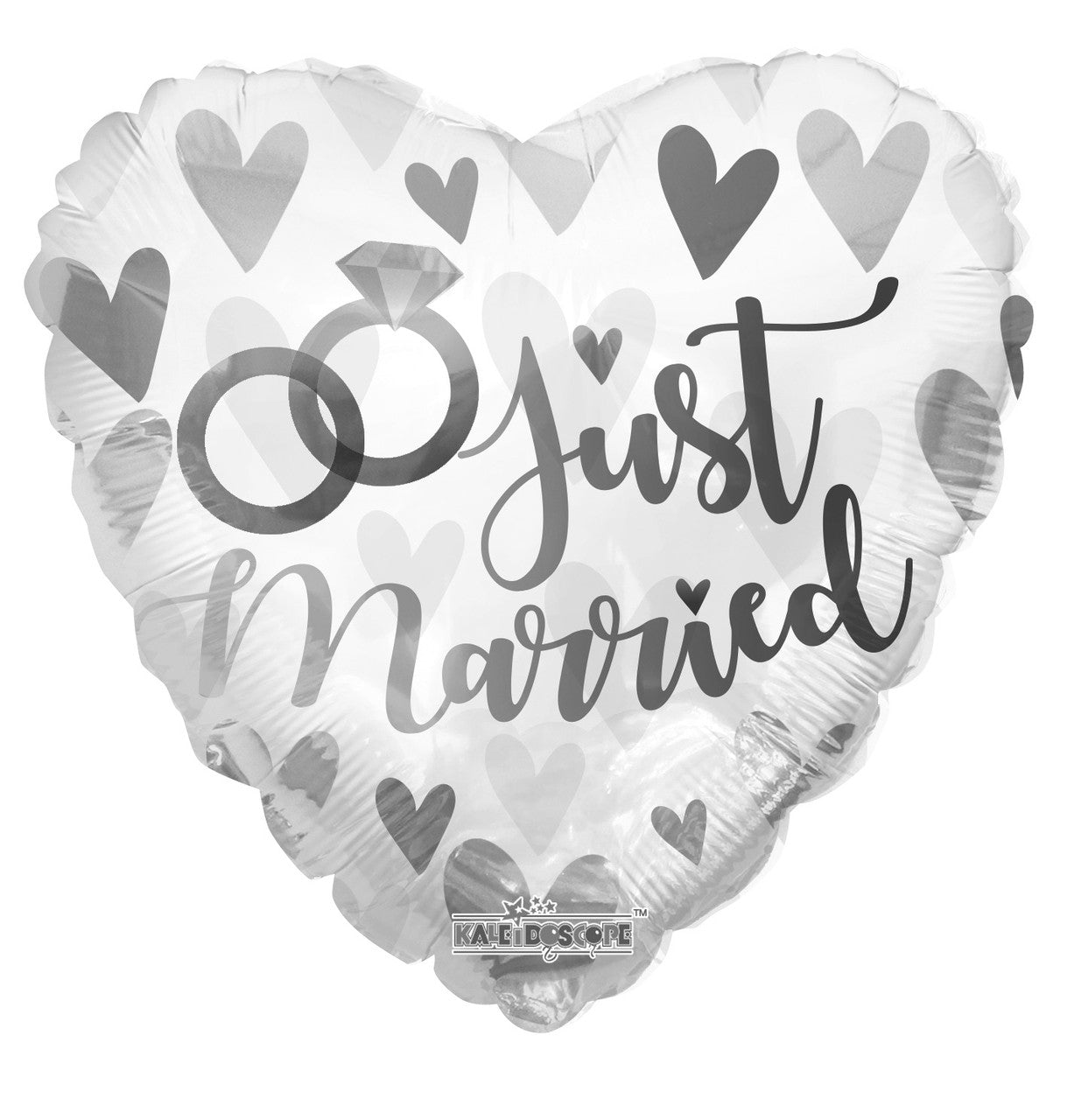 18″ Just Married Heart Shape Helium Foil Balloon (5PACK) 15870-18