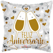 18" Spanish Anniversary Feliz Aniversario Helium Foil Balloon (5 PACK) #15889