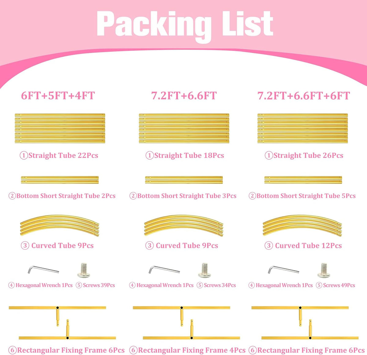 7.2FT and 6.6FT Metal Wedding Arch Backdrop Stand Set for Events, Parties, and Ceremonies
