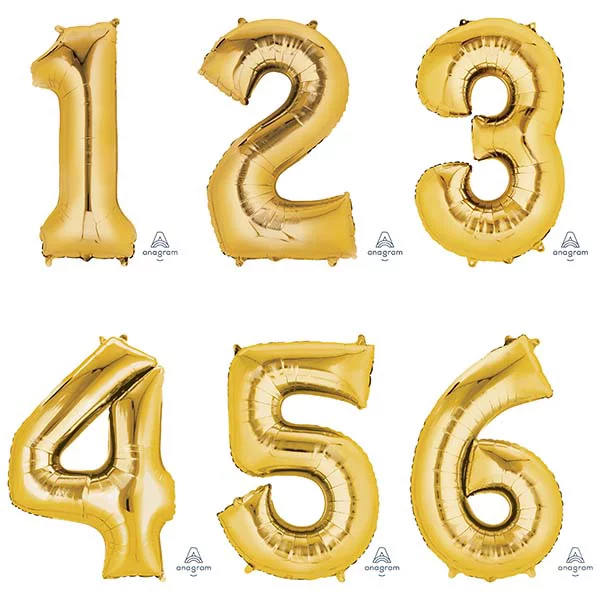 16" Mini Self Sealing Gold Numbers