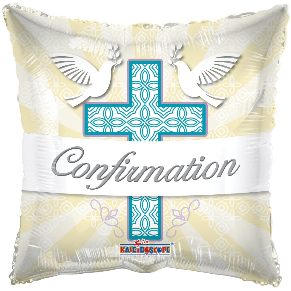 18" Cross Confirmation Square Helium Foil Balloon (5 Pack) #16088