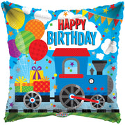 18" Happy Birthday Train Square Shape Helium Foil Balloon (5 Pack) #16122