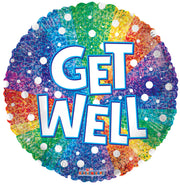 9" Get Well Rainbow Holographic Air Fill Foil (5 PACK) #16127-09