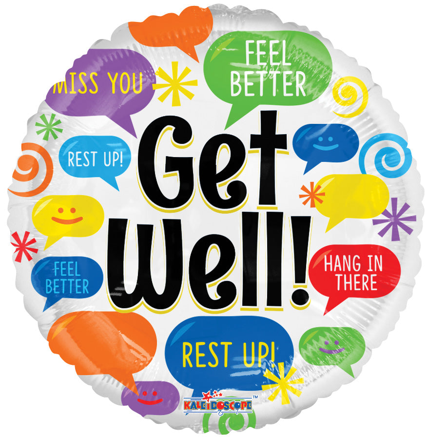 18" Get Well Messages Helium Foil Balloon (5 pack) #16129