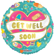 18" Get Well Soon Heart Helium Foil Balloon (5 pack) #16144