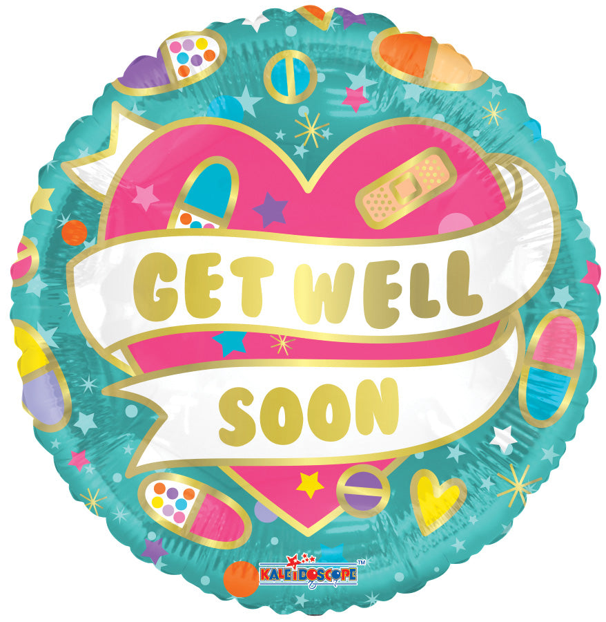 18" Get Well Soon Heart Helium Foil Balloon (5 pack) #16144