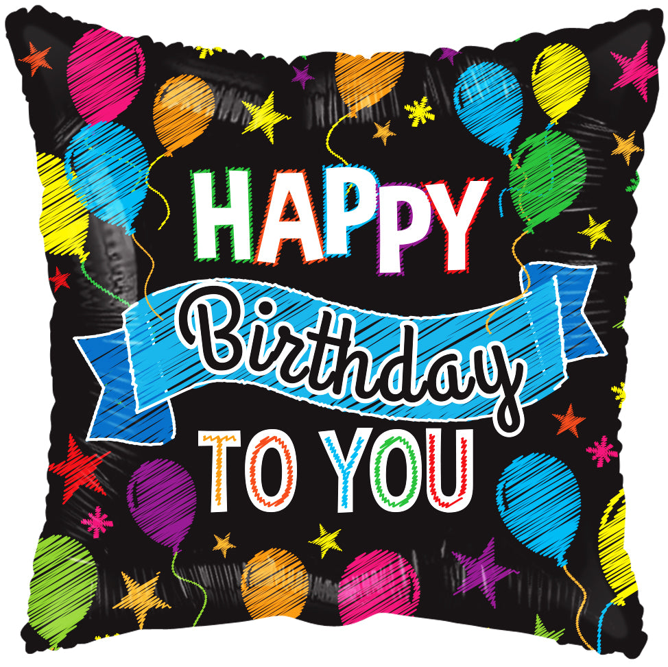 4" Micro Happy Birthday To You Banner Air Fill Only Foil Balloon (5 PACK) #16145-04