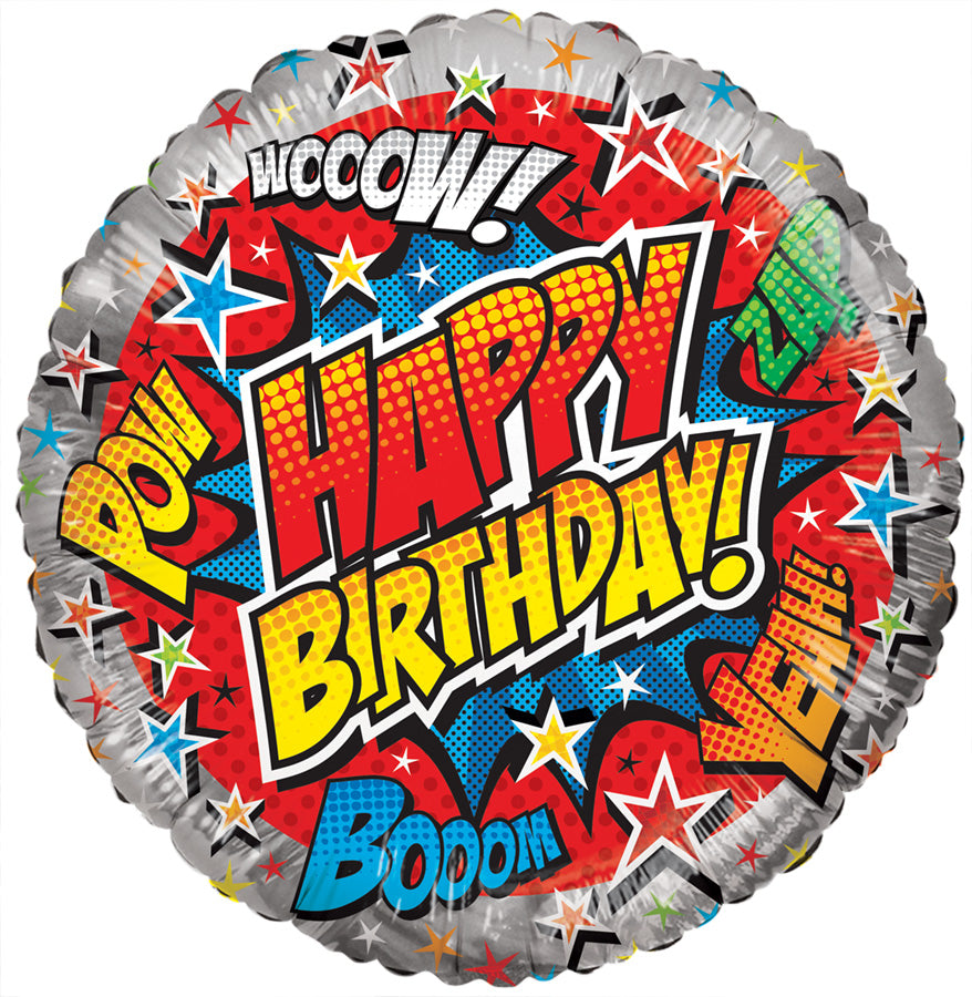 9" Mini Happy Birthday Comic Air Fill Only Foil Balloon (5 PACK) #16213-09
