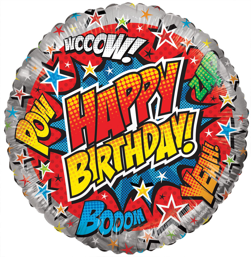 9" Mini Happy Birthday Comic Air Fill Only Foil Balloon (5 PACK) #16213-09