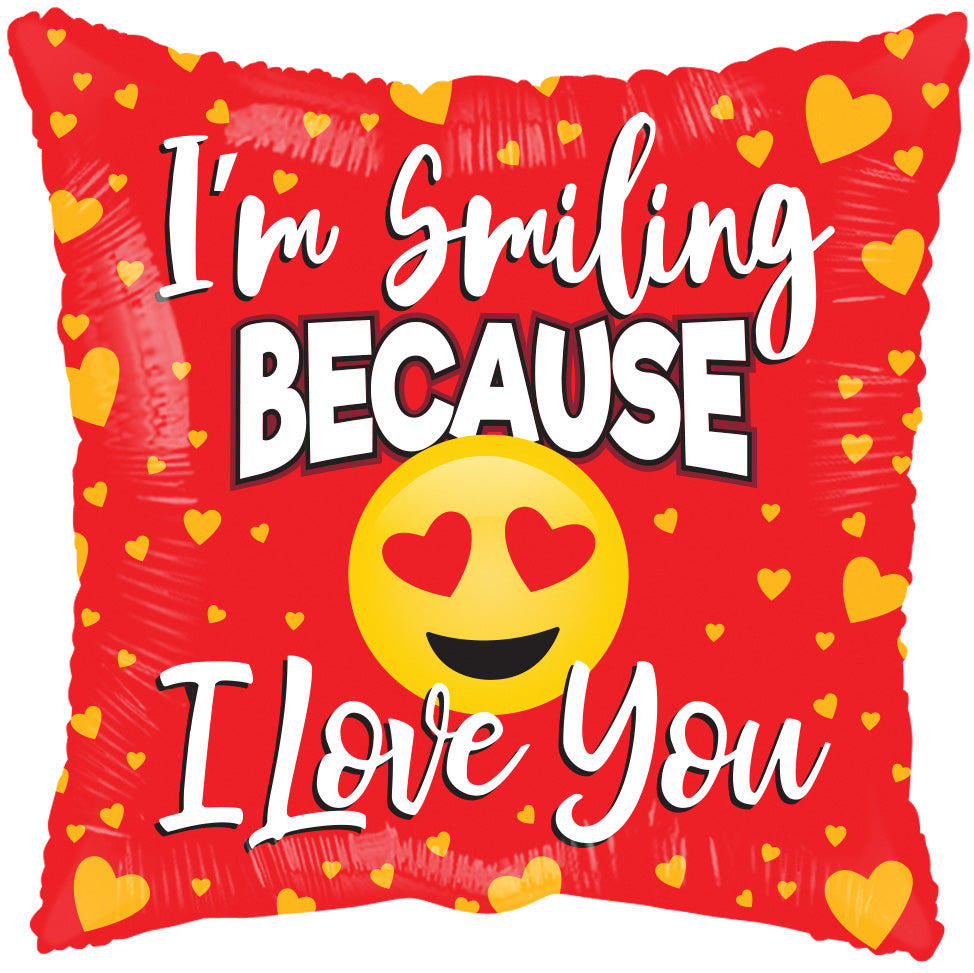 18" Smiling Because I Love You Heart Eyes Emoji Helium Foil Balloons (5 PACK) #16230-18