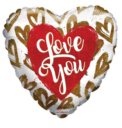 4" Love You Gold Hearts Air Fill Only Foil Balloon (5 Pack) #16233-04