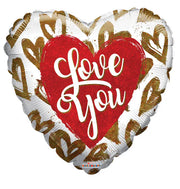 9" I Love You Gold Hearts Holographic Shaped Air Fill Only Foil Balloon (5 Pack) #16233-09