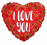 09" I Love You Gold Hearts Balloon (5 pack)-16295-09