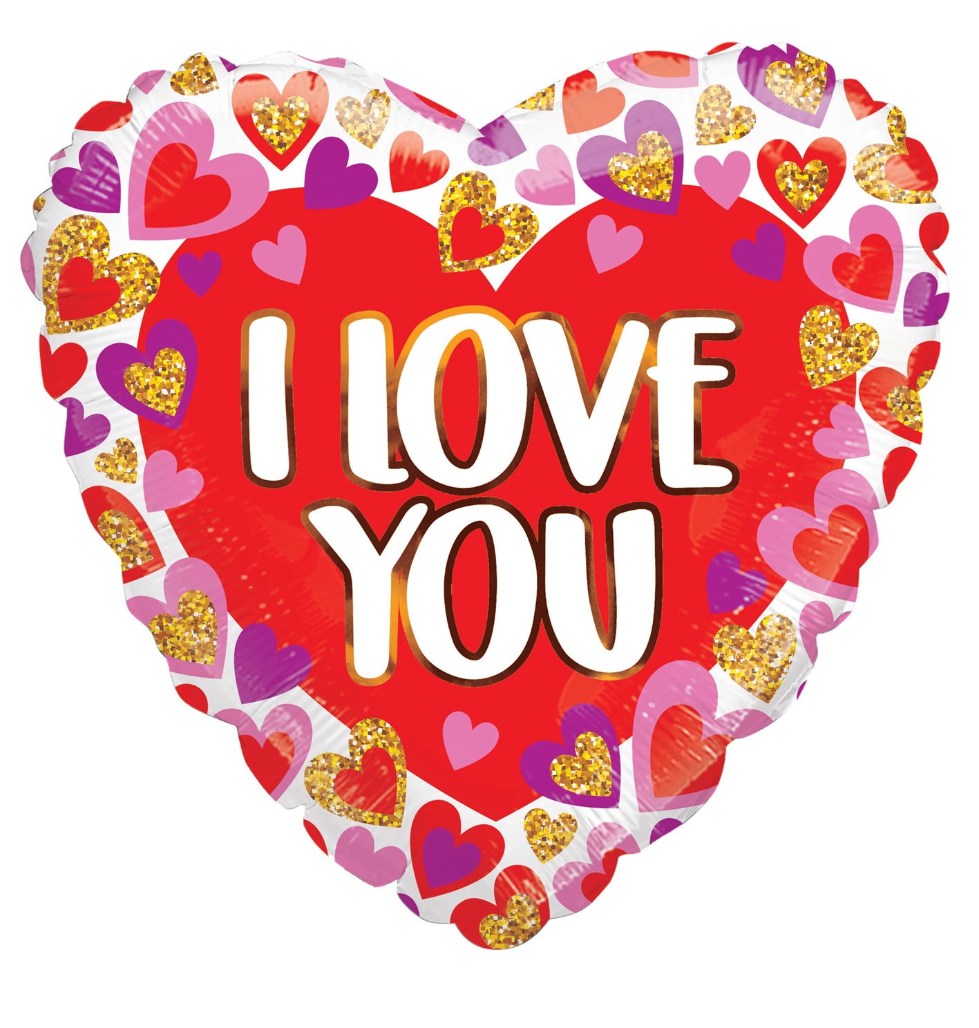 9" Mini I Love You With Glitter Hearts Heart Shape Air Fill Only Foil Balloon (5 Pack) #16296-09