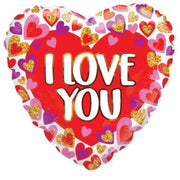 9" I Love You With Glitter Hearts Heart Shape Air Fill Only Foil Balloon (5 Pack) #16296-09