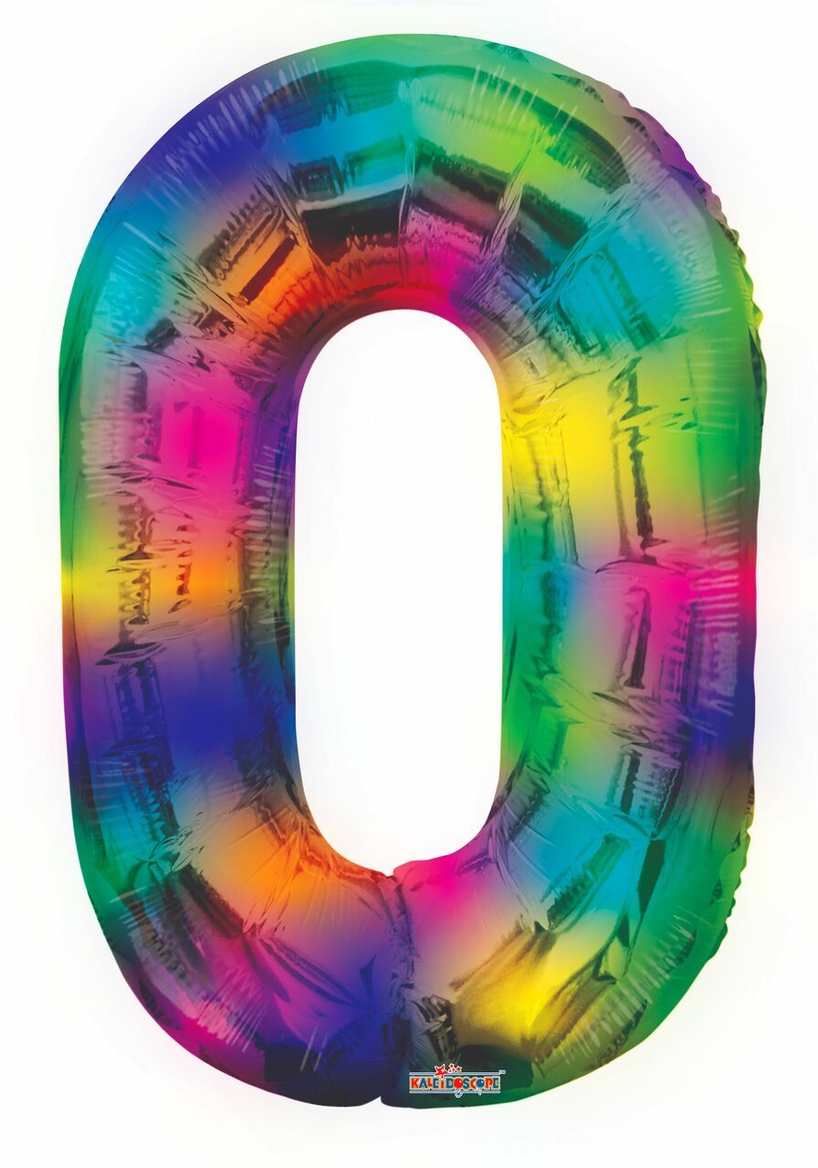 34" Large Rainbow Number # 0 Balloons 1ct #16373