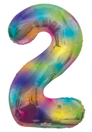 34" Large Rainbow Number # 2 Balloons 1ct # 16375
