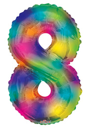 34" Large Rainbow Number #8 Balloons 1ct # 16381