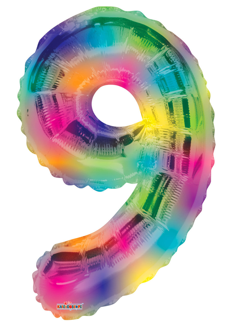 34" Large Rainbow Number #9 Balloons 1ct # 16382