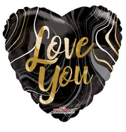 18" I Love You Marble Heart Helium Foil Balloon (5 PACK) #16449