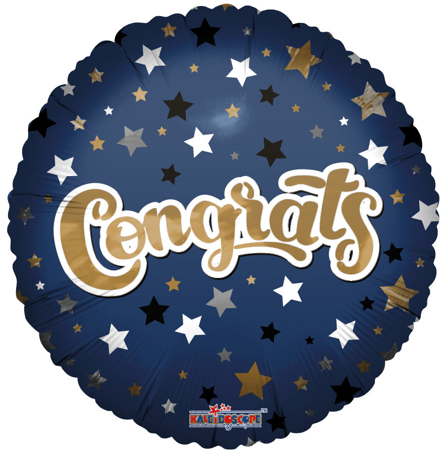 18" Congratulations Navy Stars Foil Helium Balloons (5 Pack) #16485