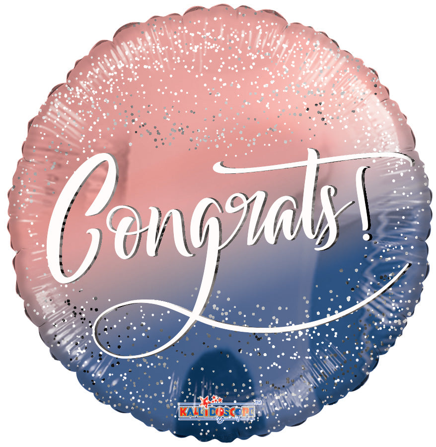 18" Congrats Pink Blue Fade Foil Helium Balloons (5 Pack) #16486