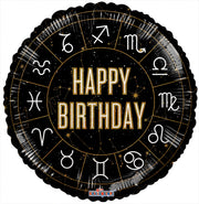 18" Happy Birthday Zodiac Holographic Helium Foil Balloon (5 Pack) #16506