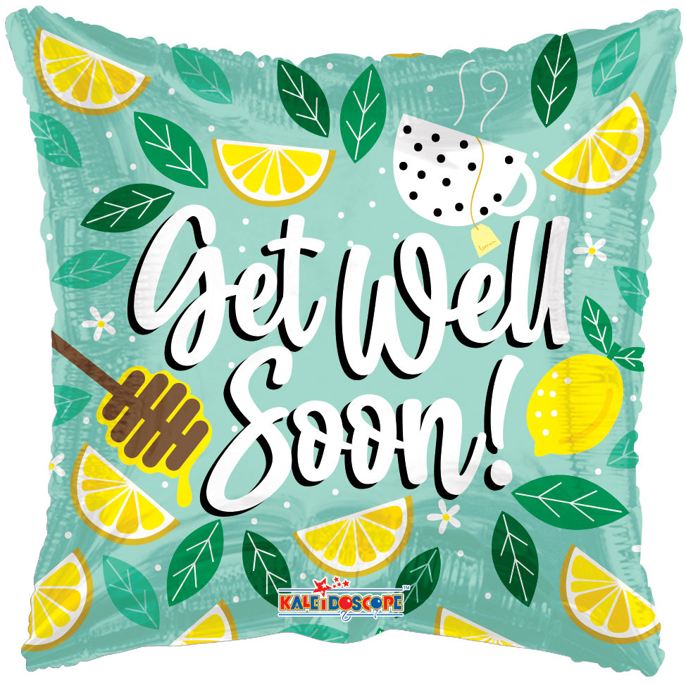 9" Get Well Lemon Tea Helium Foil Balloons (5 PACK) #16538-09