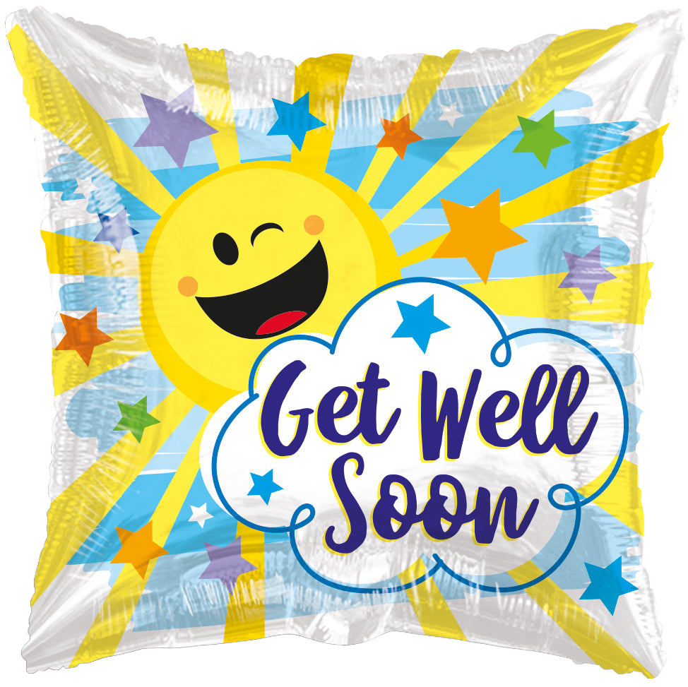 9" Get Well Soon Sun Helium Foil Balloons (5 PACK) #16577