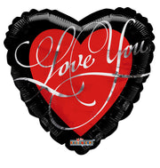 9" I Love You Black Heart Shape Air Fill Only Foil Balloon (5 Pack) #16637-09
