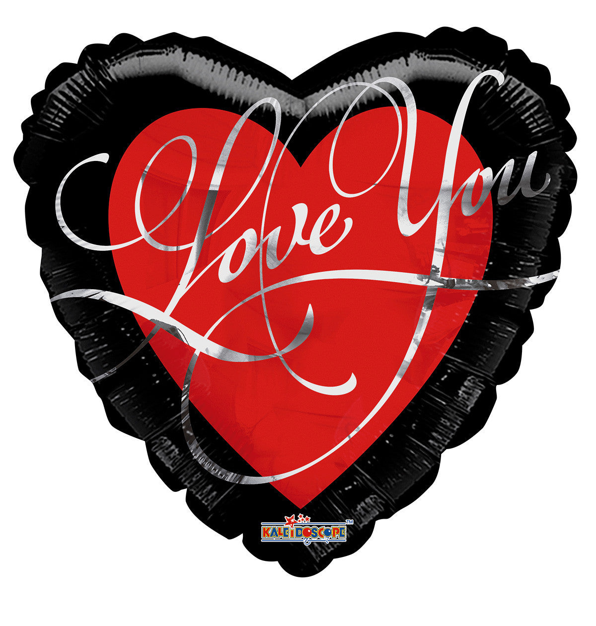 18" I Love You Black Heart Shape Helium Foil Balloon (5 Pack) #16637-18