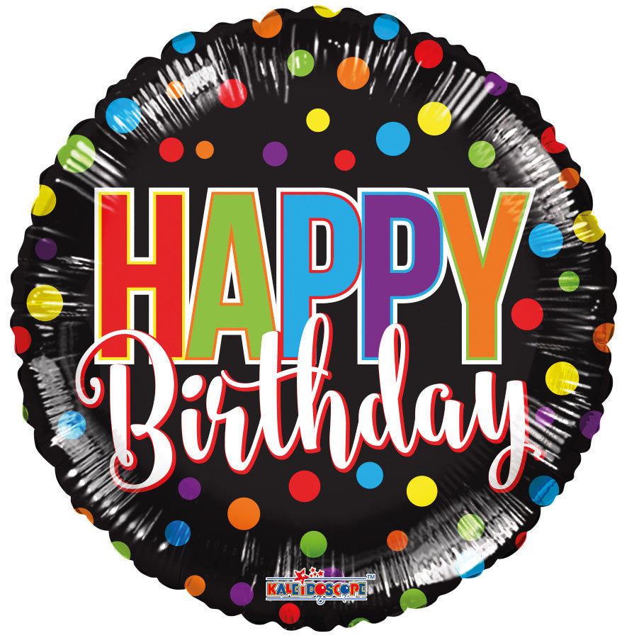18" Happy Birthday Dots Helium Foil Balloon (5 Pack) #16765-18