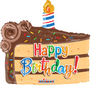 18" Happy Birthday Slice Of Cake Helium Foil Balloons (5 PACK) #16795