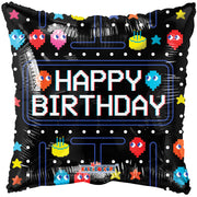 18" Happy Birthday Pac Man Square Shape Helium Foil Balloon (5 Pack) #16804
