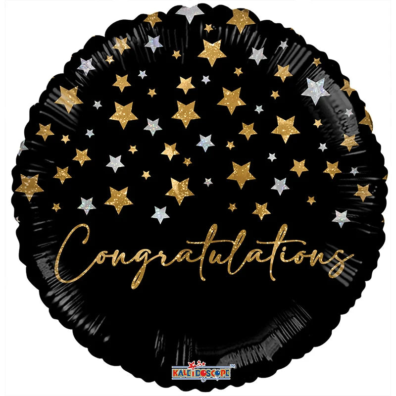 18" Congratulations Stars Holographic Helium Foil Balloons (5 Pack) #16820