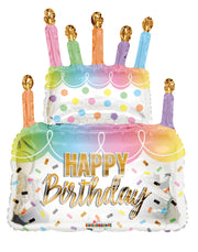 36" Jumbo Birthday Cake&Candles Helium Foil Balloon (1 PK) #16843-36