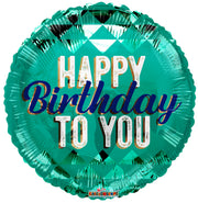 18" Happy Birthday Green Jewel Helium Foil Balloon (5 Pack) #16858