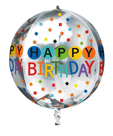 15" Spheres Spherical Round  Birthday Confetti Balloons Helium Balloon (1 PACK) #16901