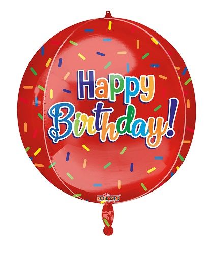 15" Spheres Spherical Round Red Birthday Confetti Balloons Helium Balloon (1 PACK) #16902