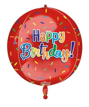 15" Spheres Spherical Round Red Birthday Confetti Balloons Helium Balloon (1 PACK) #16902
