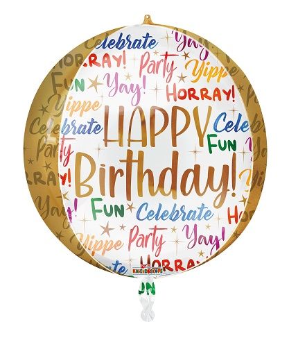15" Spheres Spherical Round Birthday Languages Helium Balloon (1 PACK) #16905