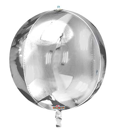 15" Spheres Shiny Silver Spherical Round Helium Balloon (1 PACK) #16916