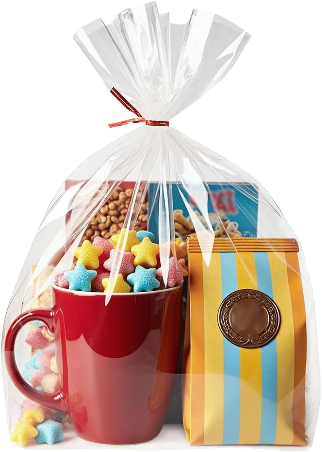 Cellophane Bags for Gift Baskets 16X24 Inches 5Pcs | Clear Cellophane Gift Bags (No Bow or Ribbon Included)