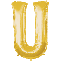 16" Mini Gold Letter U Balloon Self Sealing #33053