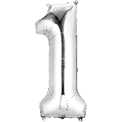 16" Mini Silver # 1 Balloon Air Fill Only #33076