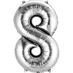 16" Mini Silver # 8 Balloon Air Fill Only