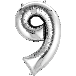 16" Mini Silver # 9 Balloon Air Fill Only