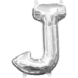 16" Mini Silver Letter J Balloon Self Sealing #33030